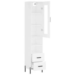 Berkfield Home Highboard White 34.5x34x180 cm Engineered Wood - thumbnail 4