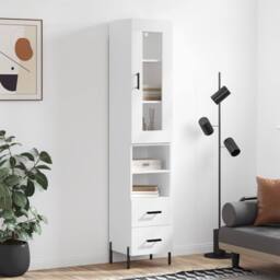 Berkfield Home Highboard White 34.5x34x180 cm Engineered Wood - thumbnail 2