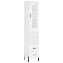 Berkfield Home Highboard White 34.5x34x180 cm Engineered Wood - thumbnail 1