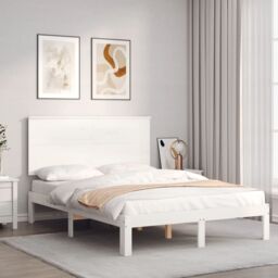 Berkfield Home Bed Frame with Headboard White 120x200 cm Solid Wood - thumbnail 1