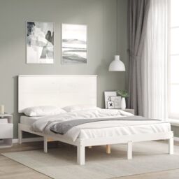 Berkfield Home Bed Frame with Headboard White 120x200 cm Solid Wood - thumbnail 3