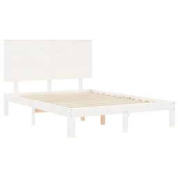 Berkfield Home Bed Frame with Headboard White 120x200 cm Solid Wood - thumbnail 5