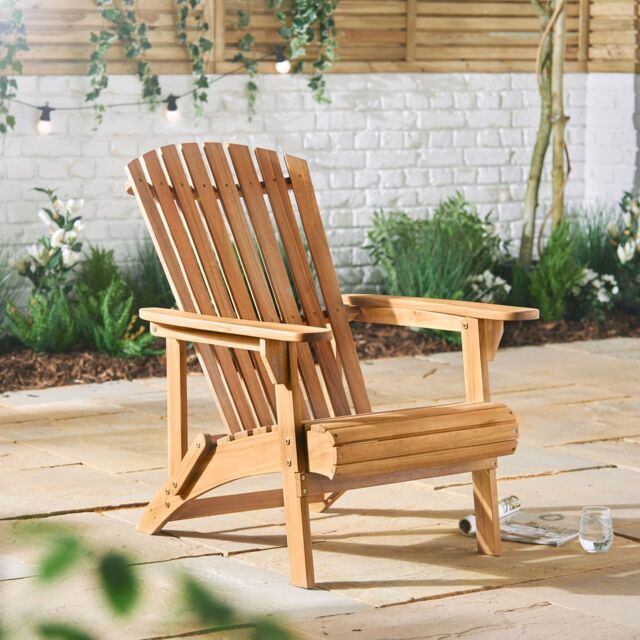 VonHaus Hudson Acacia Wooden Adirondack Garden Chair in Natural - Size: 1 Pack - image 1