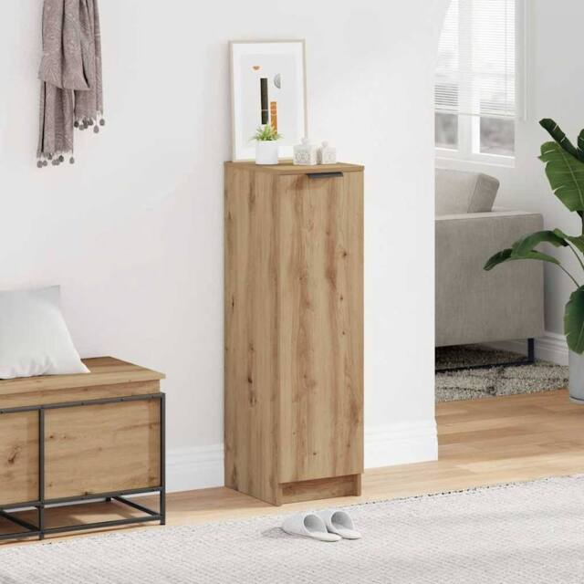 Berkfield Home Shoe Cabinet Artisan Oak 29.5x35x100.5 cm Engineered Wood in Brown - image 1