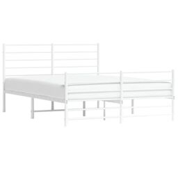 Berkfield Home Metal Bed Frame with Headboard & Footboard White 160x200 cm - thumbnail 4