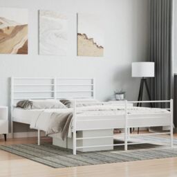 Berkfield Home Metal Bed Frame with Headboard & Footboard White 160x200 cm