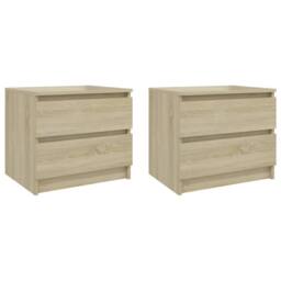 Berkfield Home Durable Bed Cabinets 2 pcs Sonoma Oak 50x39x43.5 cm Engineered Wood in Light Brown - thumbnail 3