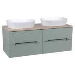 Bathroom Kingdom Monza Green & Oak Fluted Wall Hung Basin Vanity 1200mm