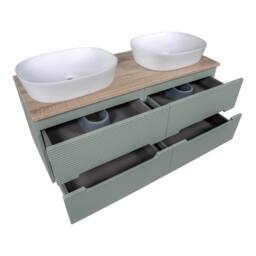 Bathroom Kingdom Monza Green & Oak Fluted Wall Hung Basin Vanity 1200mm - thumbnail 2