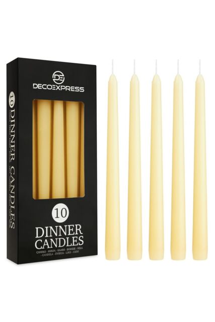 Deco Express Set Of 10 Taper Candles in Beige - image 1