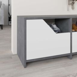 Decortie Nexus' Modern Shoe Cabinet 105cm 2-Door Storage with Open Shelf in Mid Grey - Size: 1 Pack - thumbnail 3