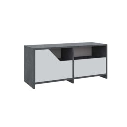 Decortie Nexus' Modern Shoe Cabinet 105cm 2-Door Storage with Open Shelf in Mid Grey - Size: 1 Pack - thumbnail 2