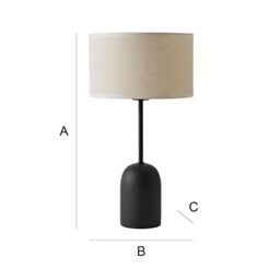 ValueLights Kaiden Black Dome Table Lamp with Trim Edge Linen Drum Shade & Bulb in White - thumbnail 7