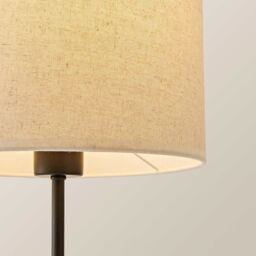 ValueLights Kaiden Black Dome Table Lamp with Trim Edge Linen Drum Shade & Bulb in White - thumbnail 4