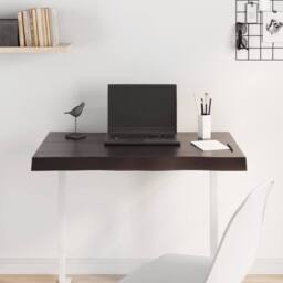 Berkfield Home Table Top Dark Grey 80x40x(2-6) cm Treated Solid Wood Live Edge in Dark Brown
