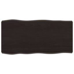 Berkfield Home Table Top Dark Grey 80x40x(2-6) cm Treated Solid Wood Live Edge in Dark Brown - thumbnail 2