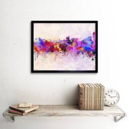 "Artery8 Painting Cityscape Paint Splash Skyline Manchester Framed Art Print - Size: W12"" x H16""" - thumbnail 2