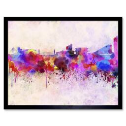 "Artery8 Painting Cityscape Paint Splash Skyline Manchester Framed Art Print - Size: W12"" x H16""" - thumbnail 1