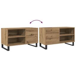 Berkfield Home Record Cabinet Artisan Oak 84.5x38x48 cm Engineered Wood in Brown - thumbnail 7