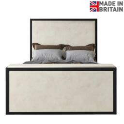 KDMD Madrid Upholstered Electric Media Black & Cream White TV Bed Frame - Size: Small Double - thumbnail 5