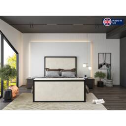 KDMD Madrid Upholstered Electric Media Black & Cream White TV Bed Frame - Size: Small Double - thumbnail 6