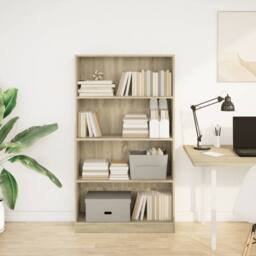 Berkfield Home Bookcase Sonoma Oak 80x24x143 cm Engineered Wood in Light Oak - Size: 80 x 24 x 143 cm - thumbnail 3