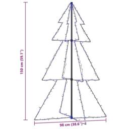 Berkfield Home Bright Christmas Cone Tree 200 LEDs Indoor & Outdoor 98x150 cm in Blue - thumbnail 8