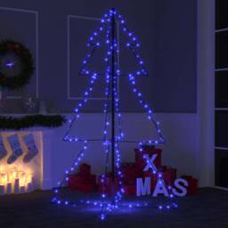 Berkfield Home Bright Christmas Cone Tree 200 LEDs Indoor & Outdoor 98x150 cm in Blue - thumbnail 2