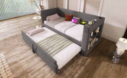 STILVORA 3ft Single Daybed with Trundle & USB Charging Grey - thumbnail 9