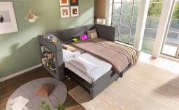 STILVORA 3ft Single Daybed with Trundle & USB Charging Grey - thumbnail 8