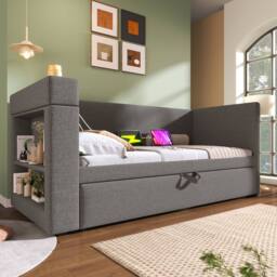 STILVORA 3ft Single Daybed with Trundle & USB Charging Grey - thumbnail 2