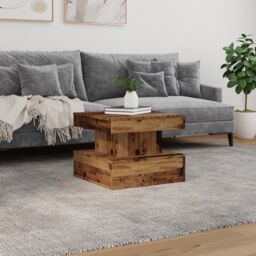 Berkfield Home Coffee Table with LED Lights Old Wood 50x50x40 cm in Brown - Size: 50 x 50 x 40 cm - thumbnail 4