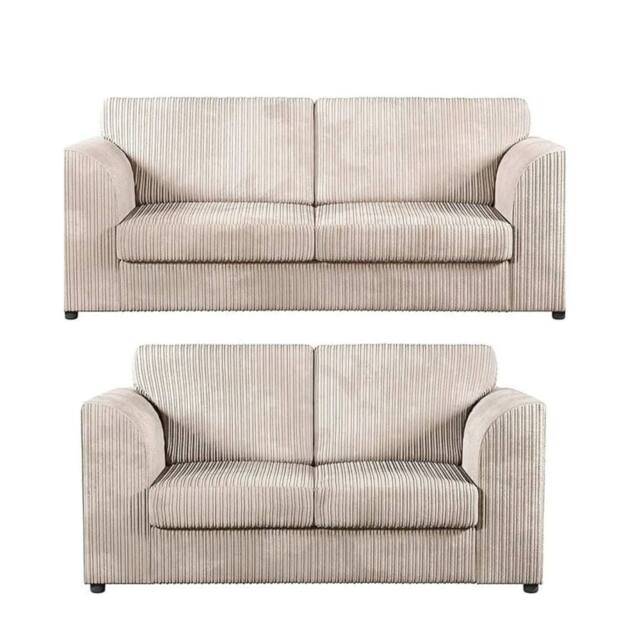 SOFASELECTION UK Jumbo Cord High Back 3+2 Seater Sofa Set in Cream - Size: 5 Pack - image 1