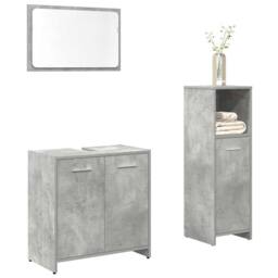 Berkfield Home Durable 3 Piece Bathroom Furniture Set Concrete Grey Engineered Wood - thumbnail 2