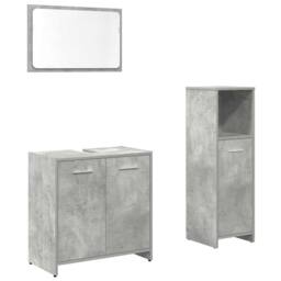 Berkfield Home Durable 3 Piece Bathroom Furniture Set Concrete Grey Engineered Wood - thumbnail 3