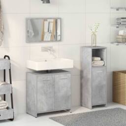 Berkfield Home Durable 3 Piece Bathroom Furniture Set Concrete Grey Engineered Wood - thumbnail 1