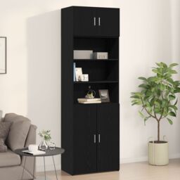 Berkfield Home Wall Cabinet Black Oak 70x42, 5x40 cm Engineered Wood - thumbnail 1