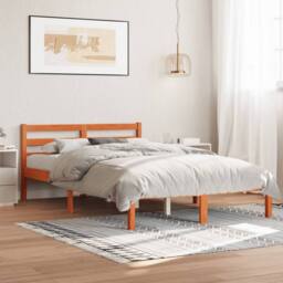 Berkfield Home Beautiful Bed Frame without Mattress Wax Brown 120x200 cm Solid W - thumbnail 2