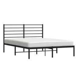 Berkfield Home Metal Bed Frame with Headboard Black 120x190 cm Small Double - thumbnail 4