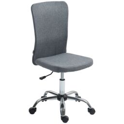 HOMCOM Armless Computer Desk Chair, Makeup Vanity Chair for Home, Grey - thumbnail 2