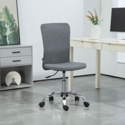 HOMCOM Armless Computer Desk Chair, Makeup Vanity Chair for Home, Grey - thumbnail 1