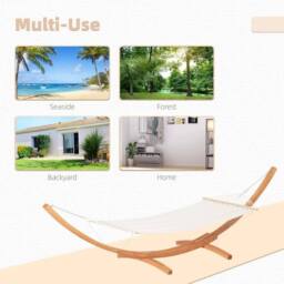 FLAVORA Outdoor Garden Hammock with Wooden Stand Swing Hanging Bed in Natural - Size: 0.6m2 - thumbnail 4