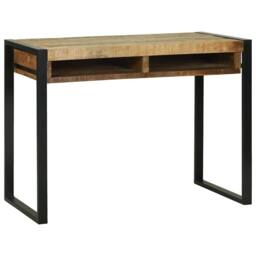 Berkfield Home Dressing Table with Mirror 100x50x75 cm Solid Rough Wood Mango in Brown - Size: 100 x 50 x 75 cm