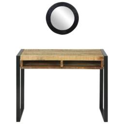 Berkfield Home Dressing Table with Mirror 100x50x75 cm Solid Rough Wood Mango in Brown - Size: 100 x 50 x 75 cm - thumbnail 6
