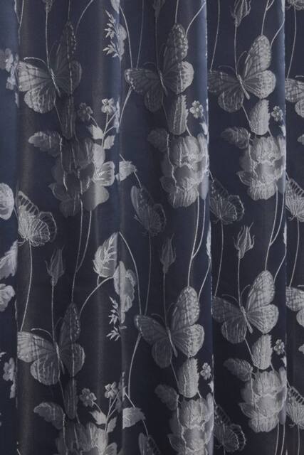 New Edge Blinds Meadows Lined Eyelet Jacquard Curtains in Navy - Size: 117 cm width x 183 cm drop - image 1