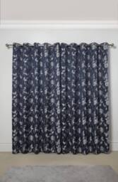 New Edge Blinds Meadows Lined Eyelet Jacquard Curtains in Navy - Size: 117 cm width x 183 cm drop - thumbnail 3