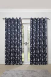 New Edge Blinds Meadows Lined Eyelet Jacquard Curtains in Navy - Size: 117 cm width x 183 cm drop - thumbnail 2