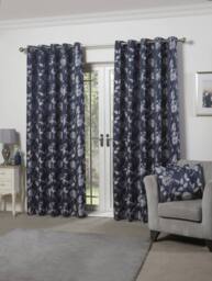 New Edge Blinds Meadows Lined Eyelet Jacquard Curtains in Navy - Size: 117 cm width x 183 cm drop - thumbnail 4