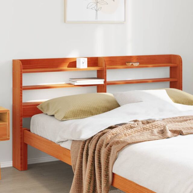 Berkfield Home Headboard with Shelves Wax Brown 135 cm Solid Wood Pine - image 1