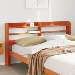 Berkfield Home Headboard with Shelves Wax Brown 135 cm Solid Wood Pine - thumbnail 1